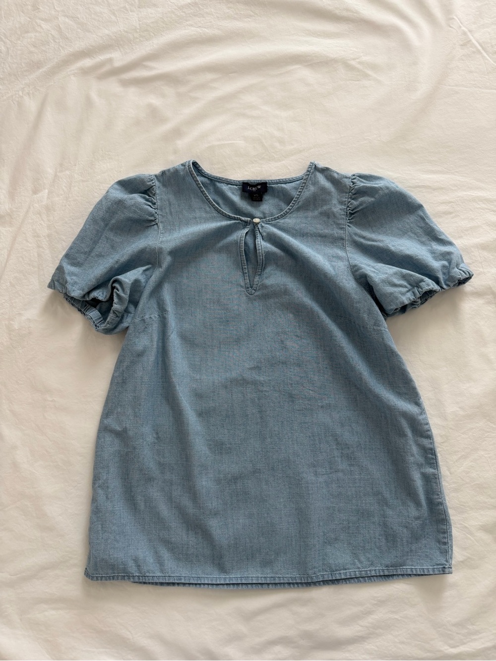 J.Crew Light Blue Chambray Puff Sleeve Top